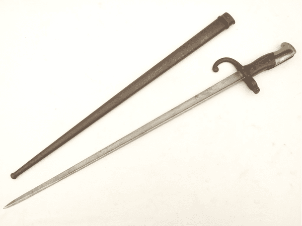 French Gras M1874 bayonet and scabbard 1877 dated, Steyr made