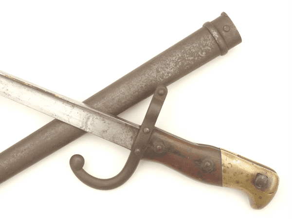 French Gras M1874 bayonet and scabbard 1877 dated, Steyr made