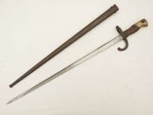 French Gras M1874 bayonet and scabbard 1877 dated, Steyr made