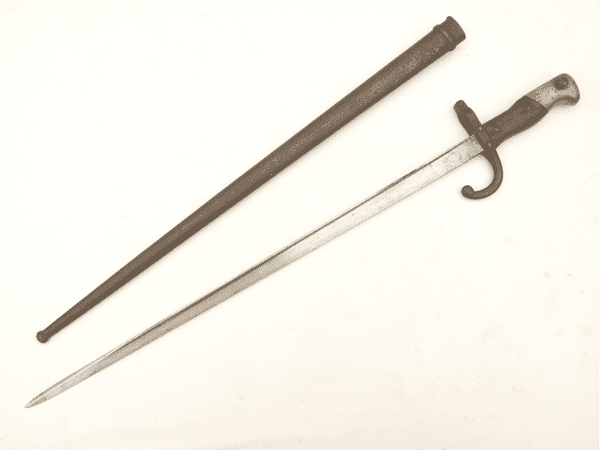 French Gras M1874 bayonet and scabbard 1877 dated, Steyr made