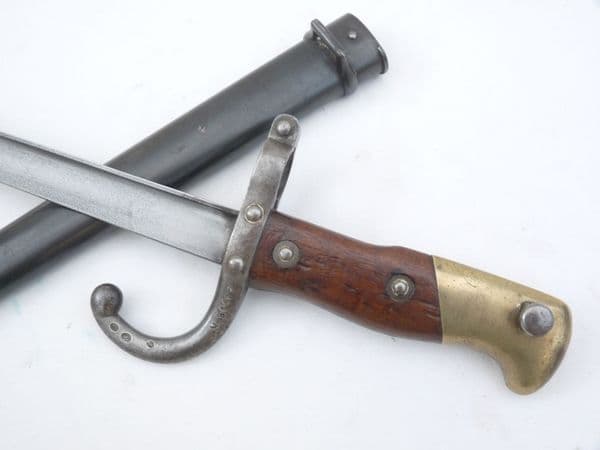 French Gras M1874 bayonet and scabbard 1877 dated,  Steyr made **SOLD**