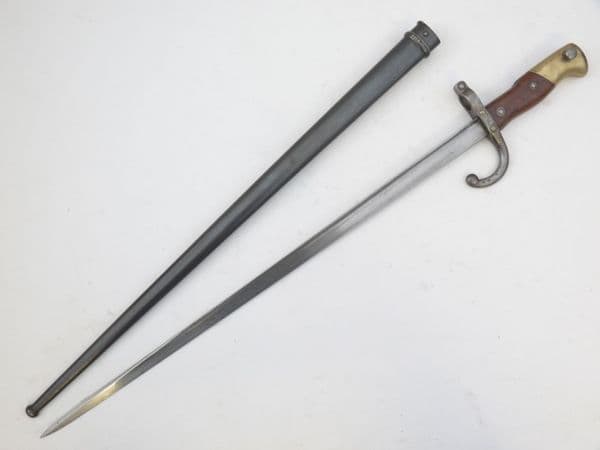 French Gras M1874 bayonet and scabbard 1877 dated, Steyr made **SOLD**
