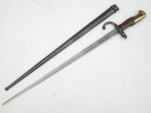 French Gras M1874 bayonet and scabbard 1878 dated, matching serial numbers **SOLD**
