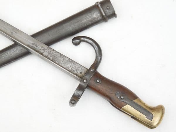 French Gras M1874 bayonet and scabbard 1878 dated, matching serial numbers **SOLD**