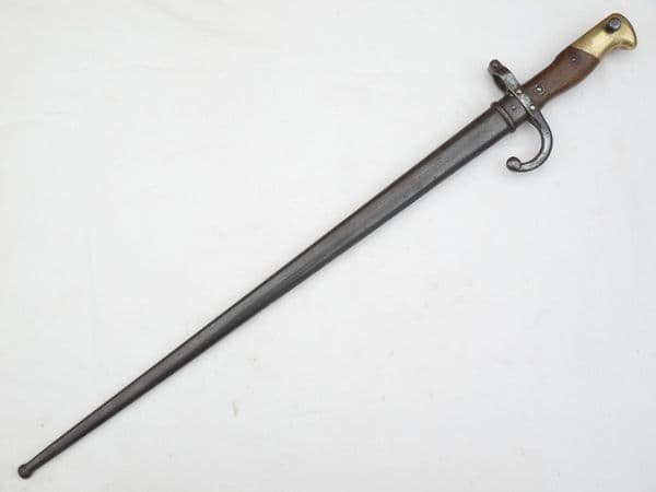 French Gras M1874 bayonet and scabbard 1878 dated, matching serial numbers **SOLD**