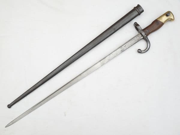 French Gras M1874 bayonet and scabbard 1878 dated, matching serial numbers **SOLD**