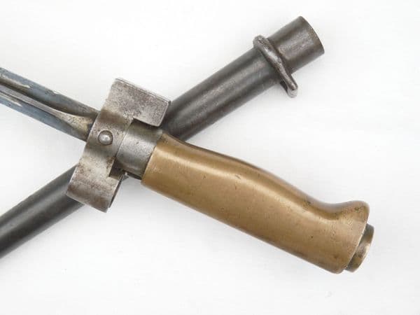 French Lebel M1886-15 cruciform bayonet and scabbard, brass hilt, matched s/numbers **SOLD**