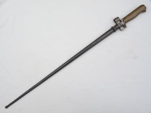 French Lebel M1886-15 cruciform bayonet and scabbard, brass hilt, matched s/numbers **SOLD**