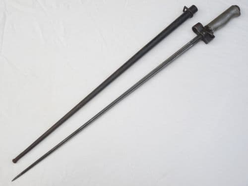 French Lebel M1886-15 cruciform bayonet and scabbard, cast iron hilt, matched s/numbers **SOLD**