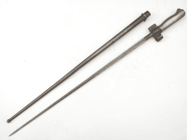 French Lebel M1886-15 cruciform bayonet and scabbard, matched serial numbers