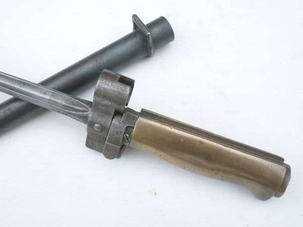 French Lebel M1886/35 cruciform bayonet and scabbard, matched s/numbers