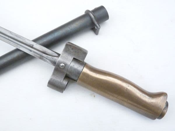 French Lebel M1886/35 cruciform bayonet and scabbard, matched s/numbers