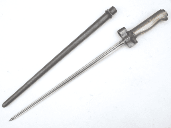French Lebel M1886/35 cruciform bayonet and scabbard, matched s/numbers