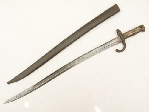 French M1866 sword bayonet and scabbard, 1868, Stehelin, matched s/numbers **SOLD**