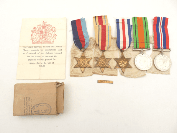 Genuine British 5 medal boxed group with 1st Army clasp