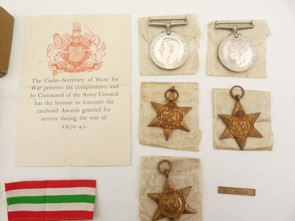 Genuine British 5 medal boxed group with 1st Army clasp/1