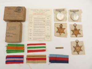 Genuine British 5 medal boxed group with 1st Army clasp/1