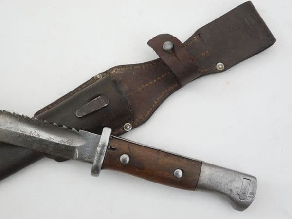 German S1884/98 II sawback bayonet, scabbard and frog, unit marked