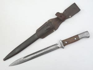 German S1884/98 II sawback bayonet, scabbard and frog, unit marked