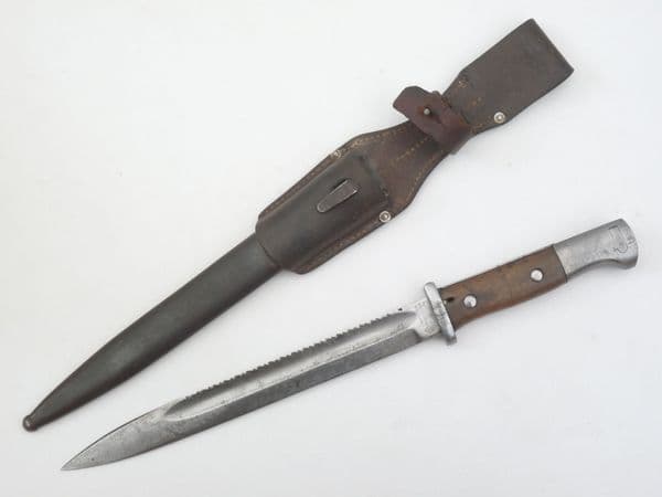 German S1884/98 II sawback bayonet, scabbard and frog, unit marked