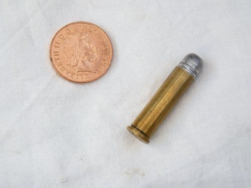 Inert .357 inch S&W Magnum cartridge, brass case