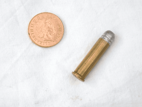 Inert .357 inch S&W Magnum cartridge, brass case