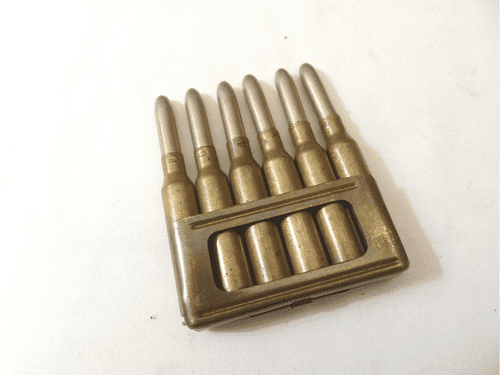 Inert Italian full clip of 6.50 x 52mm Carcano cartridges **SOLD**