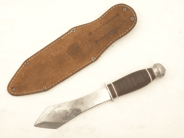 Italian made throwing knife in leather scabbard **SOLD**