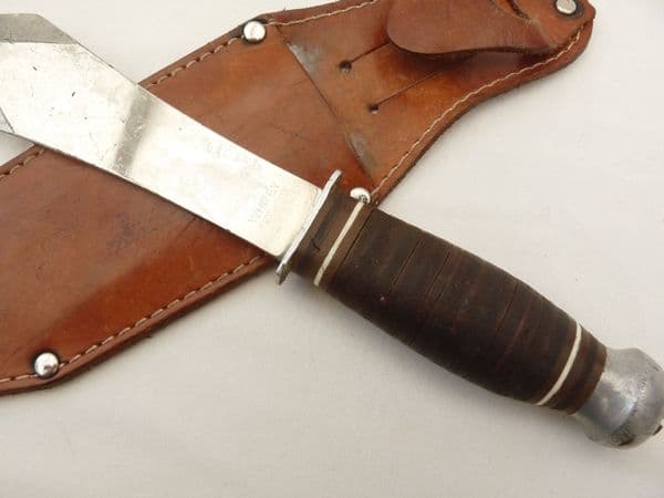 Italian made throwing knife in leather scabbard **SOLD**