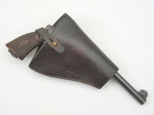 Leather half-holster for 'large frame' pistol, Webley mk6 or similar