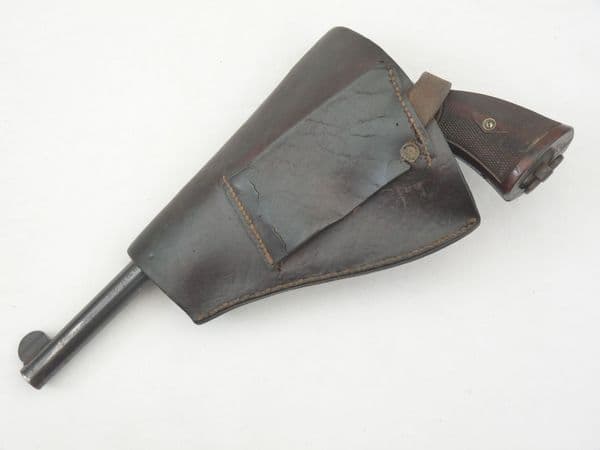 Leather half-holster for 'large frame' pistol, Webley mk6 or similar