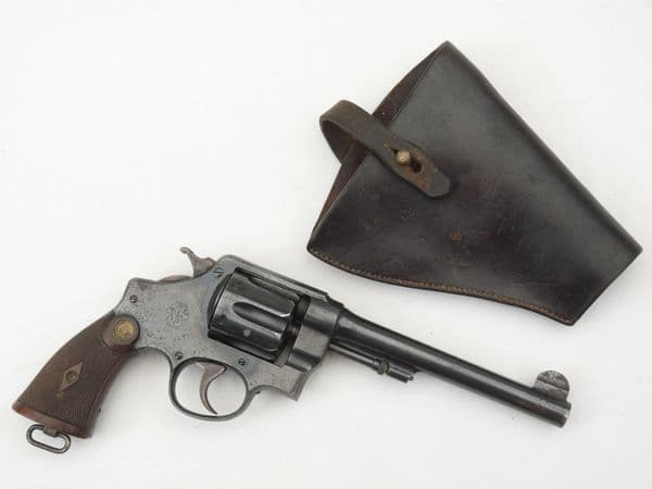 Leather half-holster for 'large frame' pistol, Webley mk6 or similar