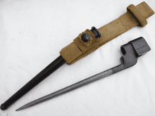 Lee-Enfield no4 mk2 bayonet and scabbard Canadian Long Branch made, with webbing frog **SOLD**