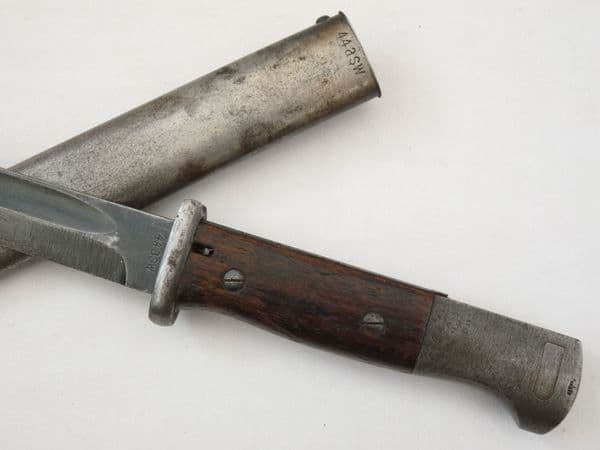 Mauser K98 bayonet and scabbard, matched maker and year, 44asw