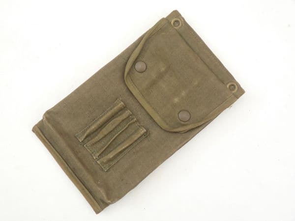 Pattern 1937 jungle green canvas map case, dated 1945