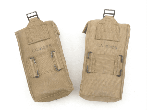 Pattern 1937 webbing ammunition pouches, khaki, 1953 dated