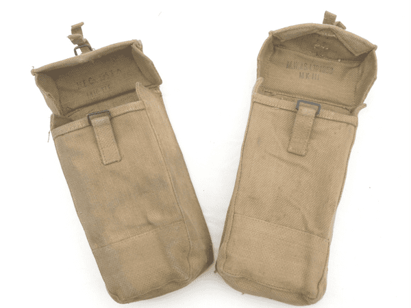 Pattern 1937 webbing ammunition pouches, khaki, 1953 dated
