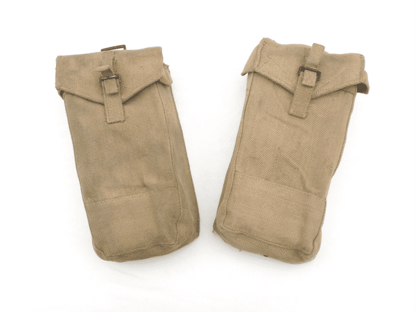 Pattern 1937 webbing ammunition pouches, khaki, 1953 dated