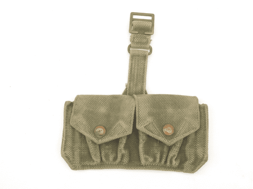 Pattern 1937 webbing double ammunition pouch green over khaki