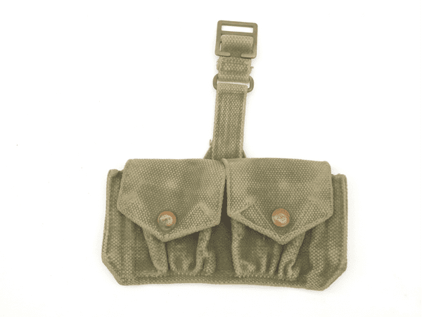 Pattern 1937 webbing double ammunition pouch green over khaki