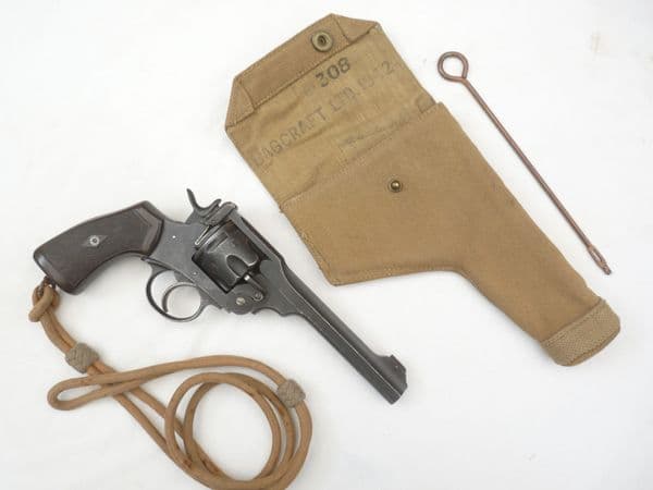 Pattern 1937 webbing holster, 'large frame' for Webley mkVI, khaki,  1942 dated