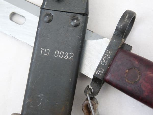 Romanian made Kalashnikov AKM Type 1 bayonet with scabbard and frog **SOLD**