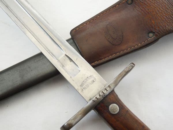 Swiss Schmidt-Rubin M1899 bayonet, scabbard and frog **SOLD**