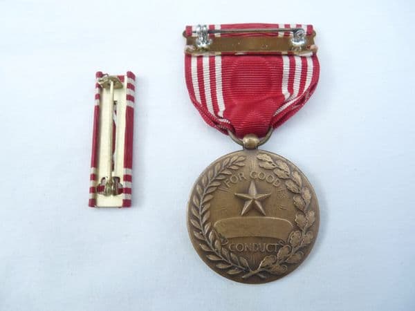 US Army Good Conduct Medal and ribbon bar, WW2 and Korean War issue piece