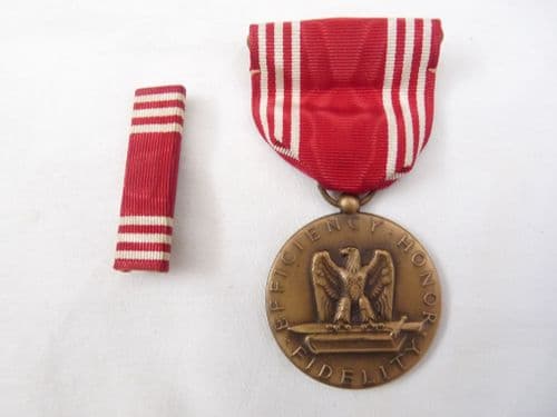 US Army Good Conduct Medal and ribbon bar, WW2 and Korean War issue piece