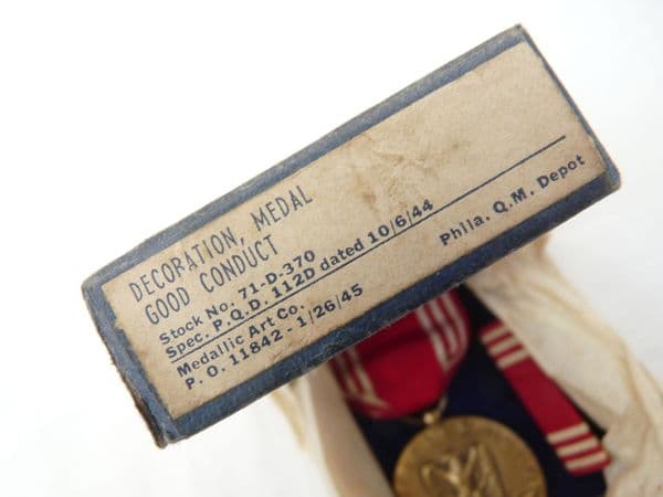 WW2 US Army Good Conduct Medal boxed set and bar, dated 1944 **SOLD**