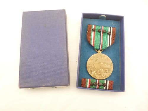 WW2 USA Europe-Africa-Middle East Campaign Medal in issue box, 4 battle stars