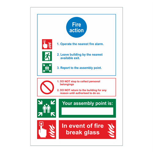 Fire Action, Assembly Point/ In Event Of Fire Sign | Fire Action Signs | Bath Signs Digital