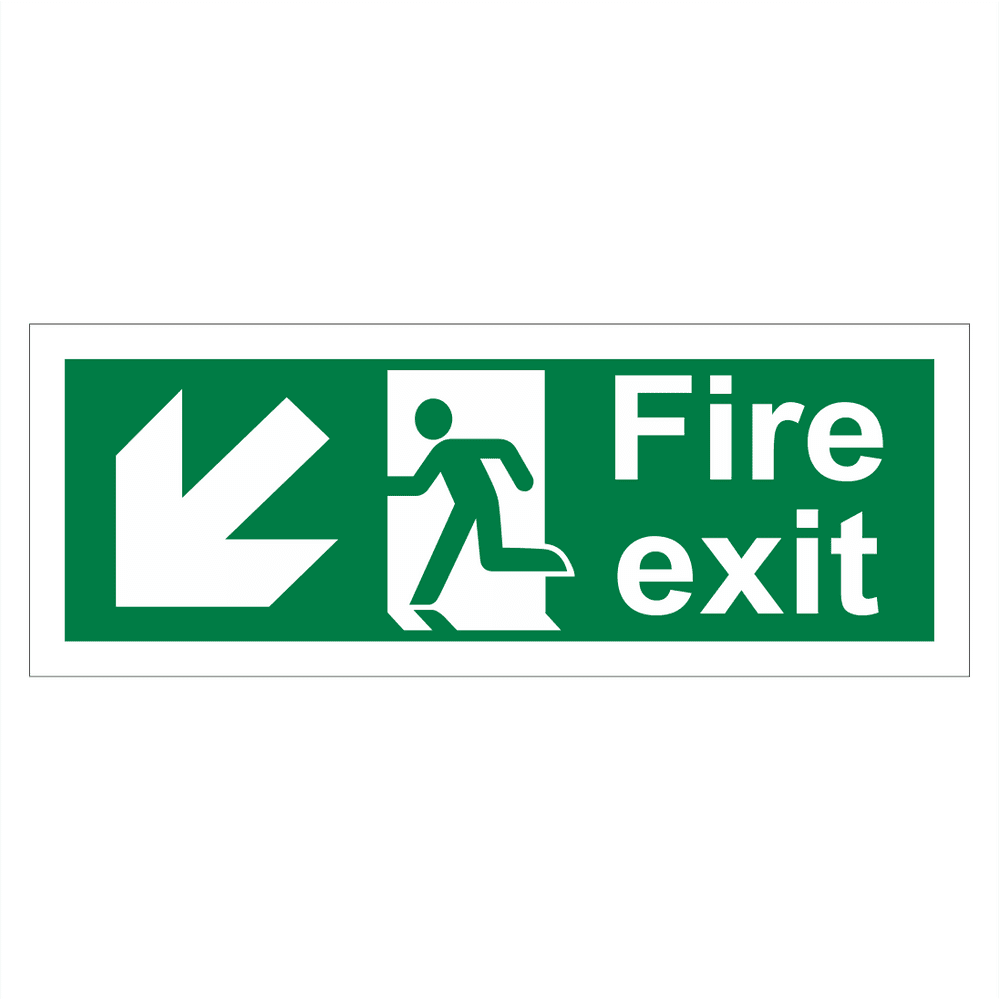 Fire Exit Arrow Down Left Sign