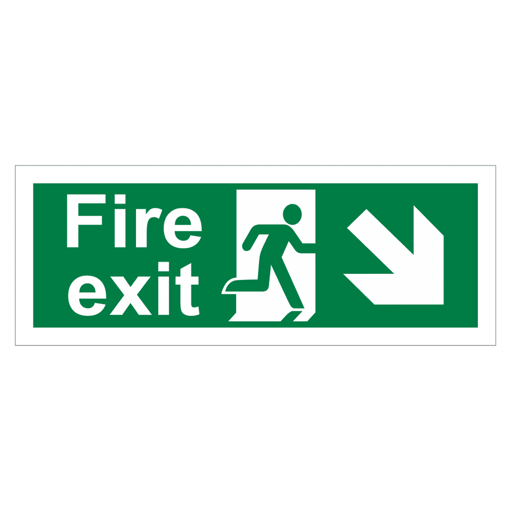 Fire Exit Arrow Down Right Sign